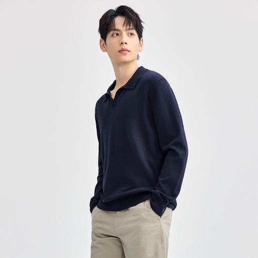 Men's Cotton Jersey Polo Long Sleeve Regular Pullover Men's Cotton Jersey Polo Long Sleeve Regular Pullover